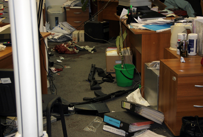 The office of the company where its staff member, lawyer Dmitry Vinogradov, shot dead five co-workers (RIA Novosti)