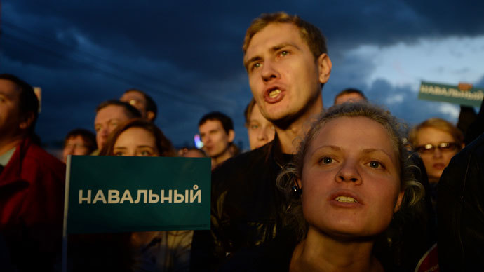 Supporters of opposition leader Alexei Navalny during a rally on Bolotnaya Square.(RIA Novosti / Maxim Blinov)