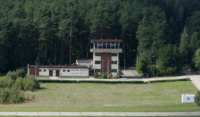 An aerial view shows a watch tower of an airport in Szymany, close to Szczytno in northeastern Poland, September 9, 2008. The European Union, human watchdogs, domestic and foreign media identified the airport as a potential site which the CIA used to transfer al Qaeda suspects to a nearby prison. (Reuters/Kacper Pempel)