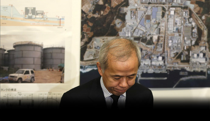 TEPCO President Naomi Hirose after a meeting of the Contaminated Water and Tank Countermeasures Headquarters, at TEPCO headquarters in Tokyo September 13, 2013. (Reuters/Toru Hanai)