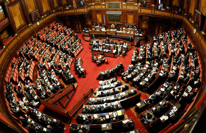 A general view shows the Upper house of the parliament in Rome, in this April 30, 2013 file picture. Italian centre-right leader Silvio Berlusconi pulled his ministers out of the ruling coalition on September 28, 2013.(Reuters / Giampiero Sposito)
