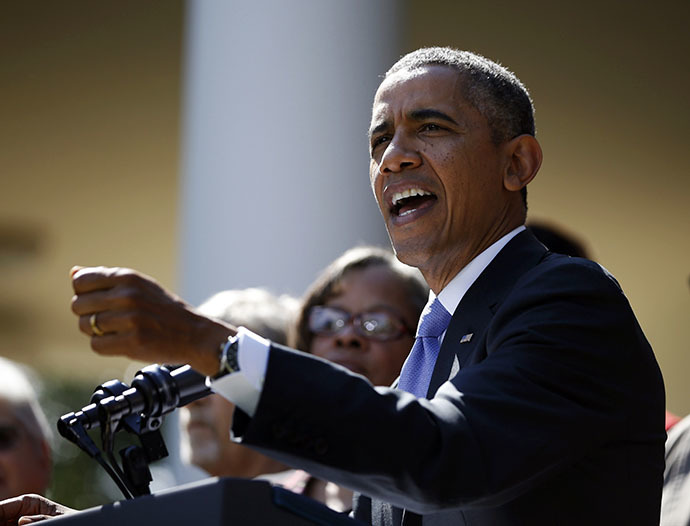 U.S. President Barack Obama delivers remarks about the implementation of the Affordable Care Act in the Rose Garden of the White House in Washington, October 1, 2013. (Reuters / Jason Reed)