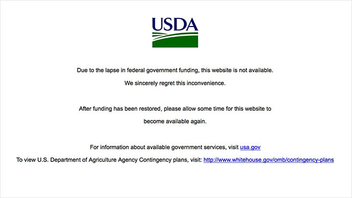 A screenshot from usda.gov