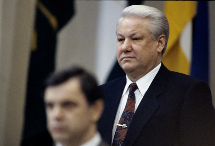 March 26-29, 1993. Russian President Boris Yeltsin and Chairman of the Russian Supreme Council Ruslan Khasbulatov at the 9th Extraordinary Congress of People's Deputies of Russia. (RIA Novosti/Alexander Makarov)