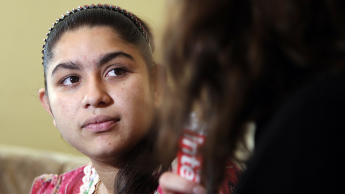 Leonarda Dibrani, 15, speaks to the media in the town of Mitrovica October 17, 2013 (Reuters / Hazir Reka)