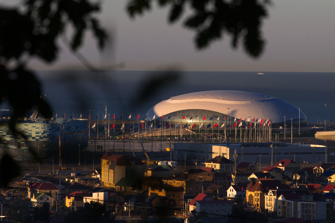 A general view shows the Bolshoy Ice Dome during sunrise at the coastal cluster of 2014 Sochi Winter Olympics in Sochi October 25, 2013 (Reuters / Thomas Peter) 
