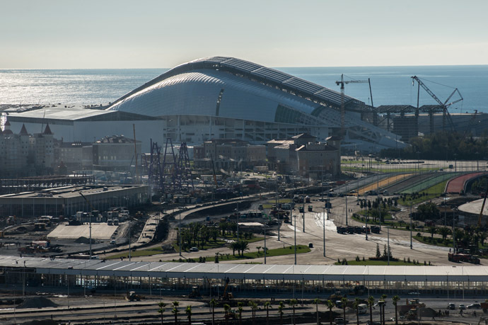 Construction of the Fisht Stadium in the Olympic Park in Sochi. (RIA Novosti/Mihail Mokrushin)