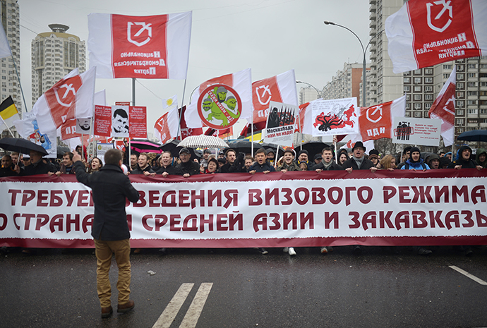Participants of the "Russian March-2013" in Moscow on November 4, 2013. (RIA Novosti / Vladimir Astapkovich)