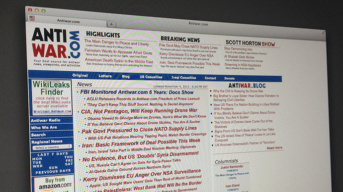 Anti-war site, upon notifying FBI of cyber-threat, became surveillance target