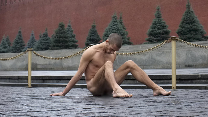 Shock artist nails his genitals to Red Square cobblestone in protest