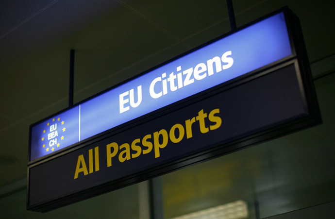 A picture shows a Malta immigration sign at Malta International Airport (AFP Photo / Ben Borg Cardona)
