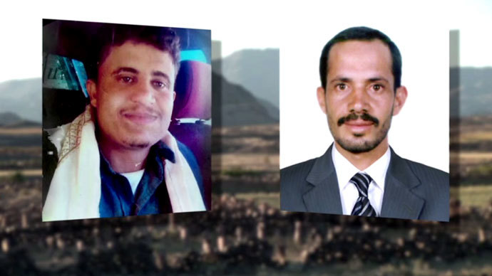Ali Nasser, a father of three, (L) and his 20-year-old cousin Salim (R) were killed by a US drone on January 23, 2013. Screenshot from RT video