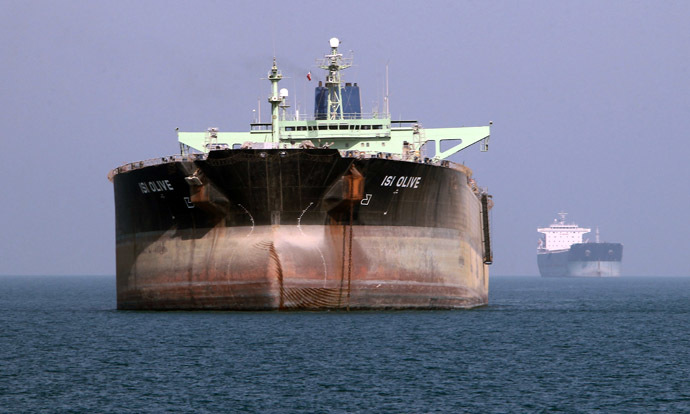 An oil tanker is seen off the port of Bandar Abbas, southern Iran (AFP Photo)