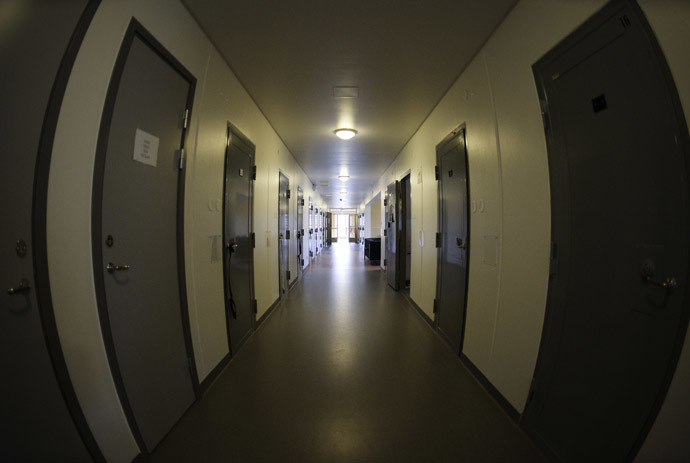 This picture shows a prison corridor inside the high-security prison in the town of Norrtaelje, Sweden (AFP Photo)