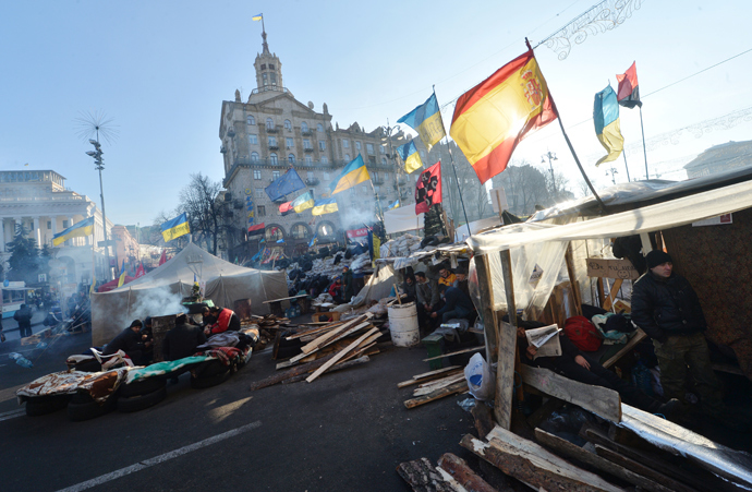 A view of the pro-Eu opposition protest camp at Independence Square in Kiev, on December 24, 2013 (AFP Photo / Sergey Supinsky)