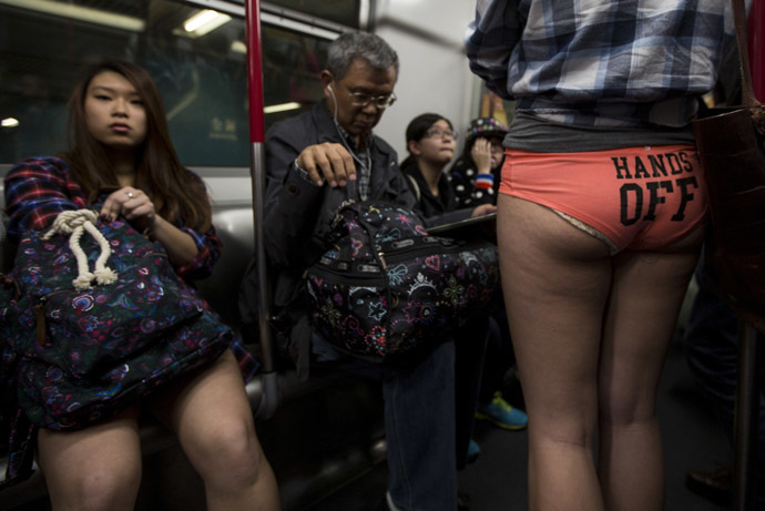 Sans-Culottes! 'No Pants Day' pranksters shock metro passengers