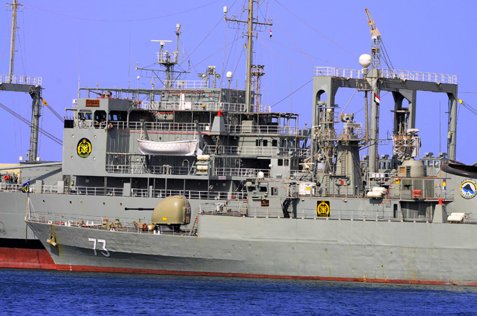 Two Iranian warships Khark (back) and Sabalan (front) (Reuters)
