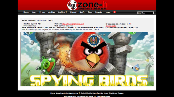 'Spying Birds': Hackers deface Angry Birds website following NSA revelations