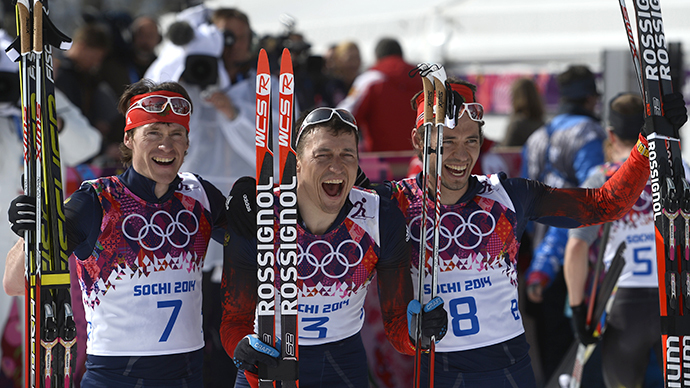 Russia top of Sochi 2014 medal count as skiers sweep podium in 50km marathon