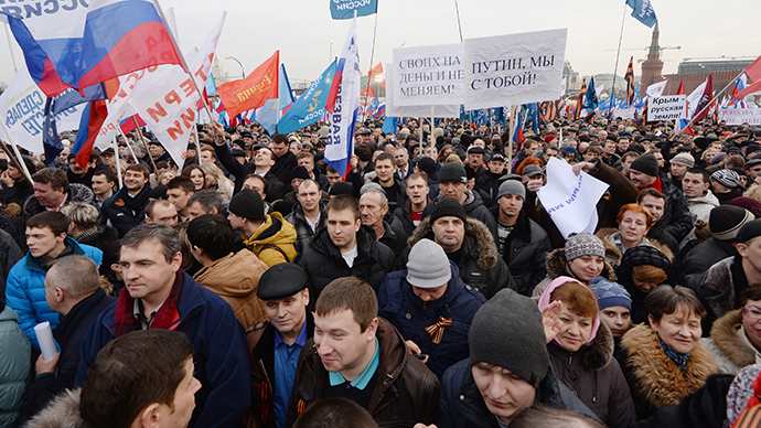 Thousands of Russians stage rally in support of Crimea residents