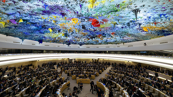 A general view taken on the opening day of the 22nd session of the United Nations Human Rights Council (AFP Photo / Fabrice Coffrini)