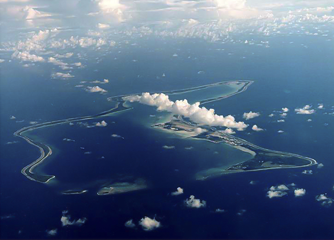 An undated file photo shows Diego Garcia, the largest island in the Chagos archipelago and site of a major United States military base in the middle of the Indian Ocean leased from Britain in 1966. (Reuters / U.S. Navy)