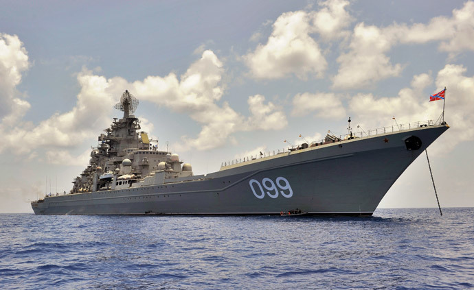 Pyotr Veliky heavy nuclear-powered cruiser standing on roadstead. (RIA Novosti / Grigoriy Sisoev) 