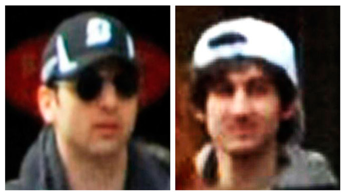 A combination of handout pictures released through the FBI website on April 18, 2013 show the suspects wanted for questioning in relation to the Boston Marathon bombing April 15. (Reuters / FBI / Handout)