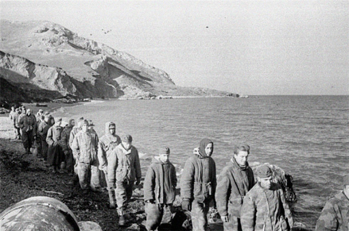 A column of German POWs, Crimea Peninsula, 1944