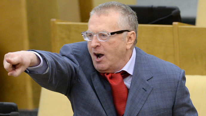 Uproar as LibDem leader Zhirinovsky attacks pregnant reporter