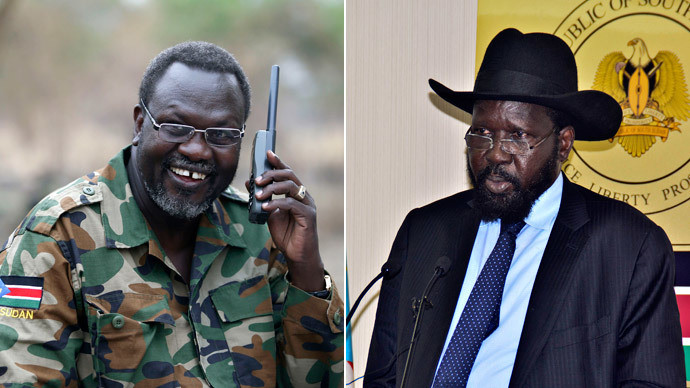 Rebel leader Riek Machar, President Salva Kiir Mayardit.(Reuters / Goran Tomasevic / AFP Photo /Charles Lomodong )