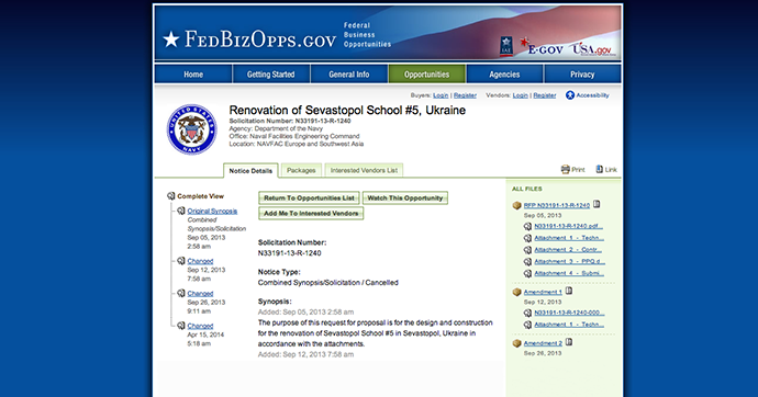 A screenshot from fbo.gov