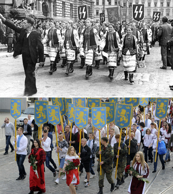 Lviv 1943 (Top photo). AFP Photo/Yuriy Dyachyshyn