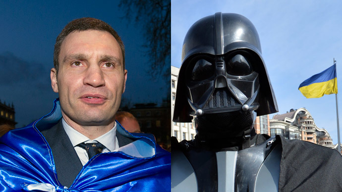 Vitaly Klitschko (AFP Photo / Carl Court) and the rejected candidate of the Ukrainian Internet Party (AFP Photo / Sergei Supinsky)