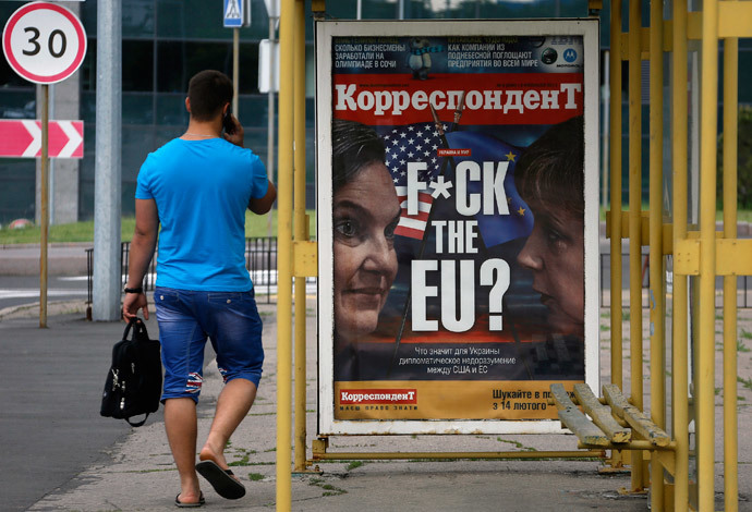 A man walks past a bus stop in the eastern Ukrainian town of Donetsk May 25, 2014. (Reuters / Yannis Behrakis)