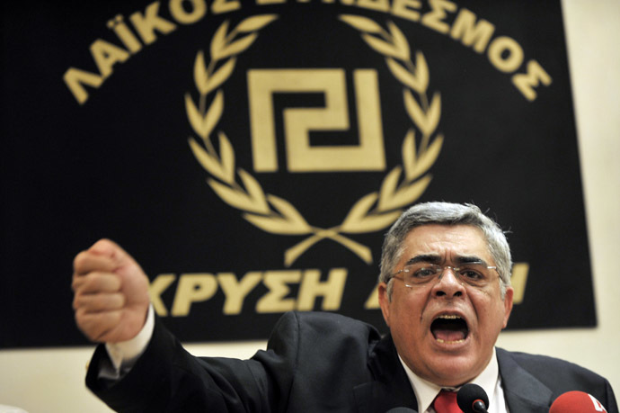Leader of the Golden Dawn Nikolaos Mihaloliakos (AFP Photo/Louisa Gouliamaki)
