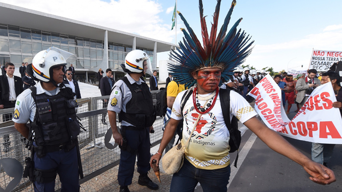 Brazilian police clash with indigenous groups protesting World Cup (PHOTOS)