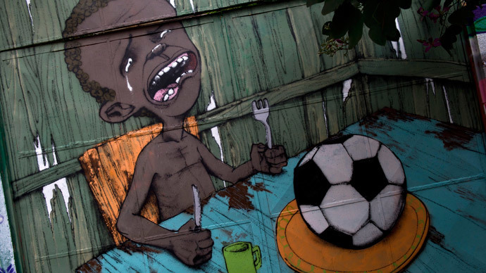 ‘Need food, not football’: Brazilian graffiti art expresses outrage over World Cup (PHOTOS)