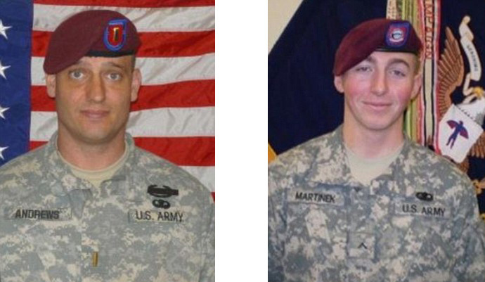 Second Lieutenant Darryn Andrews, 34, (L) and Private First Class Matthew Michael Martinek, 20 (image by US Army)
