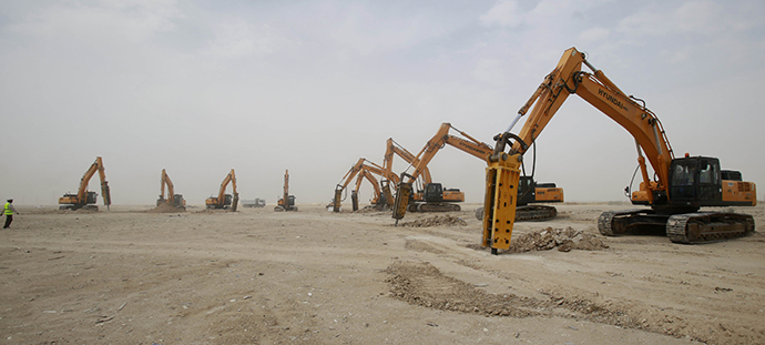 An image made avilable by the Qatar's Supreme Committee for Delivery & Legacy (SC), on May 20, 2014, shows work starting in the second phase of construction at al-Wakrah Stadium, one of the proposed host venues to be delivered ahead of the Qatar 2022 FIFA World Cup. (AFP Photo)
