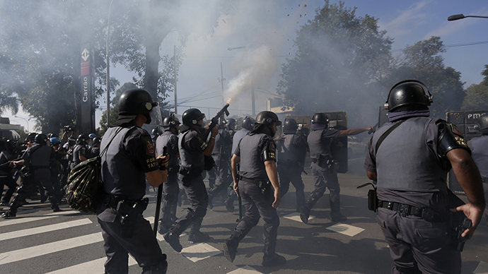 Tear gas, stun grenades: Brazilian police disperse protesters hours before WC opener