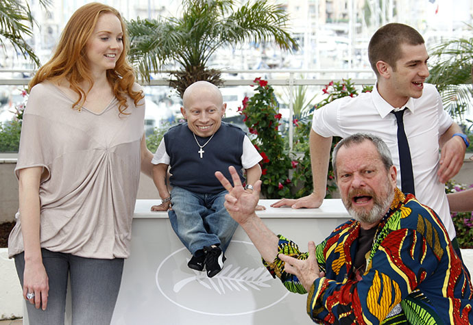 Director Gilliam poses with cast members cast members Cole, Troyer and Garfield during a photocall for the film "The imaginarium of Doctor Parnassus" at the 62nd Cannes Film Festival (Reuters / Vincent Kessler)