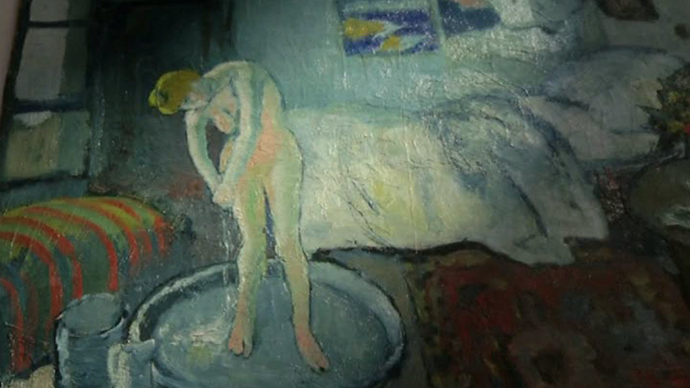 Still image from AP video: detail of Picasso's The Blue Room
