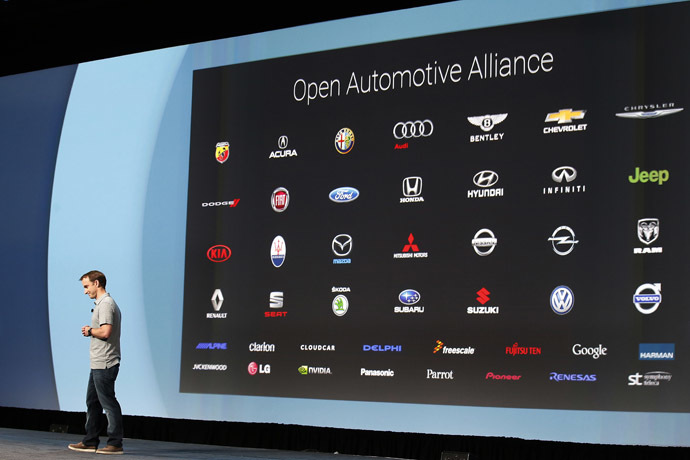 Patrick Brady, Director of Engineering, Android at Google, speaks on stage during the Google I/O Developers Conference at Moscone Center on June 25, 2014 in San Francisco, California. (Stephen Lam/Getty Images/AFP)