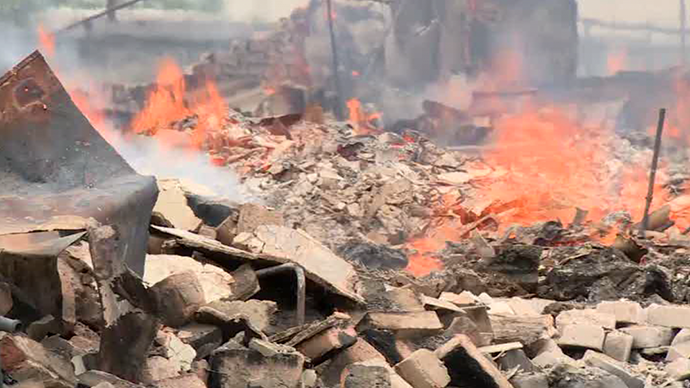 The streets of Kondrashovka devastated by Kiev troops (Still from RT video)