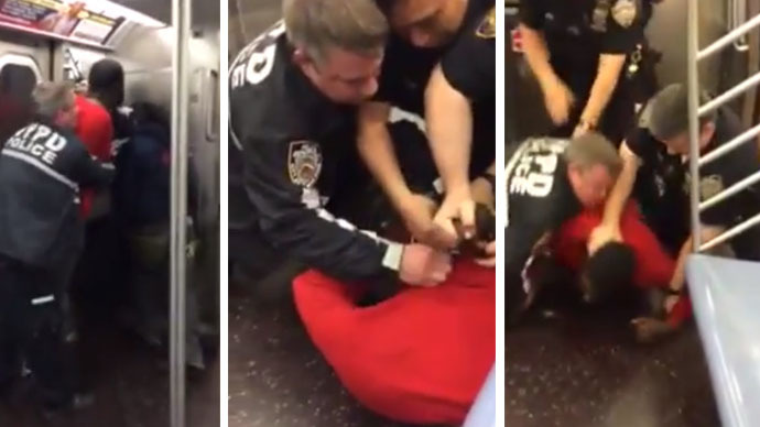 NYPD brutally arrest man on subway 'for sleeping on way from work' (VIDEO)