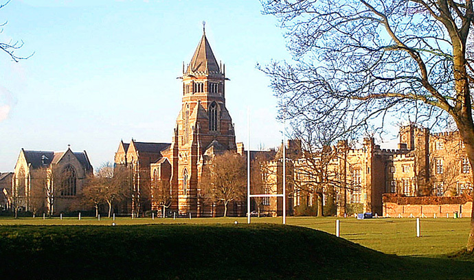 Rugby School as seen from "the close" where according to legend Rugby football was invented. (image from wikimedia.org)