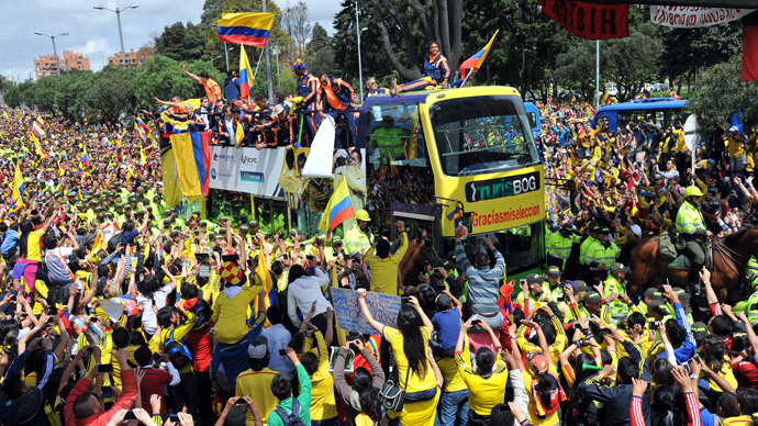 Colombia team gets hero's welcome home after best ever performance at WC