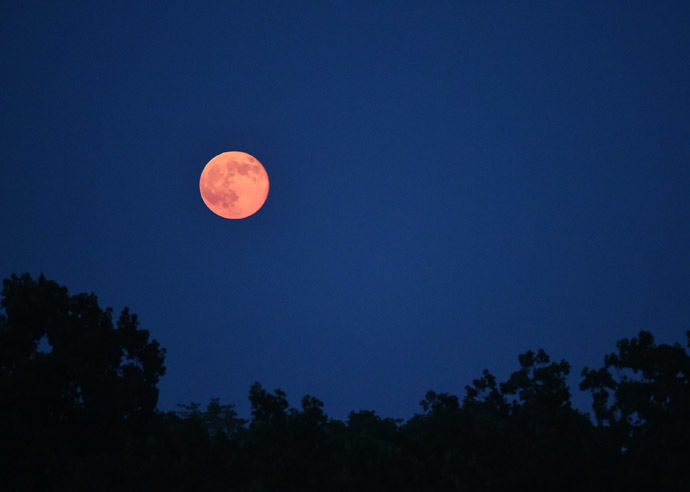 The "supermoon" is seen rising above the Washington, DC skyline on July 12, 2014. (AFP Photo/Mandel Ngan)