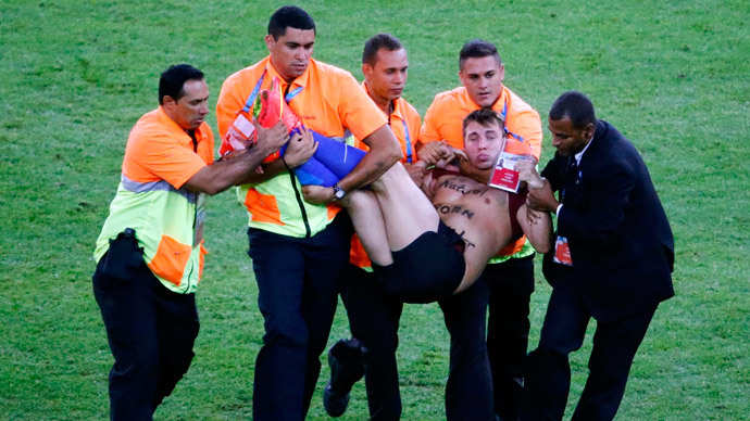 Russian comedian’s pitch invasion at World Cup final goes viral on YouTube